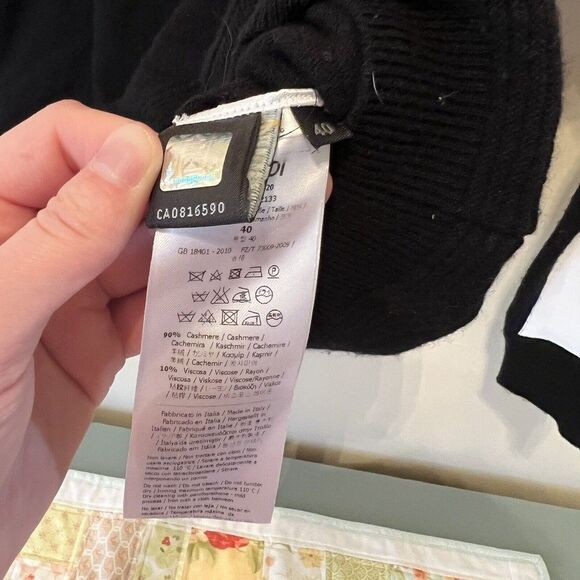 Fendi Womens Cashmere Colorblock Mesh White Yellow Black Size 40 - Picture 11 of 12